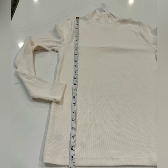 NWT LOFT Ribbed Mock Neck Sweater Top in Cream - Picture 5 of 6